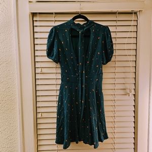 Free People Green Polka Dot Abbie Tie Reversible Dress
